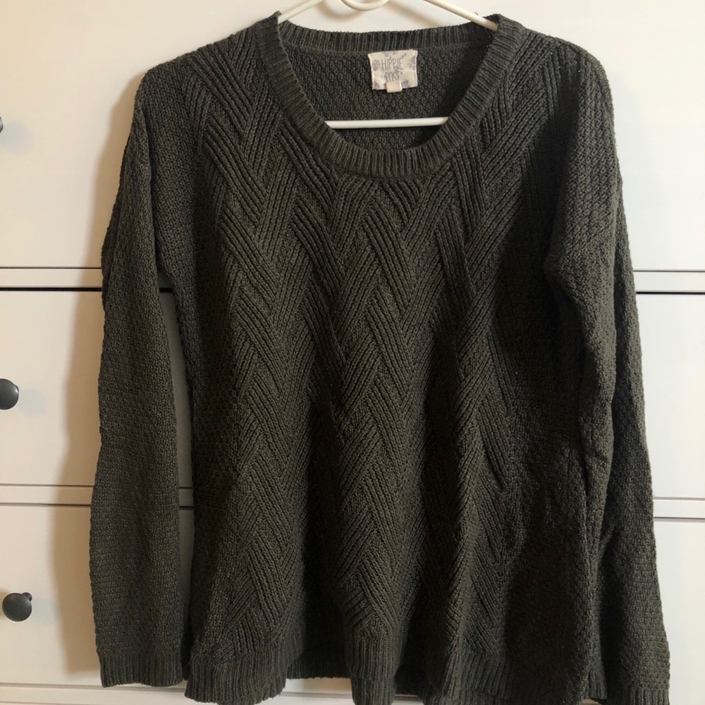 Grey Hippie Rose braided sweater